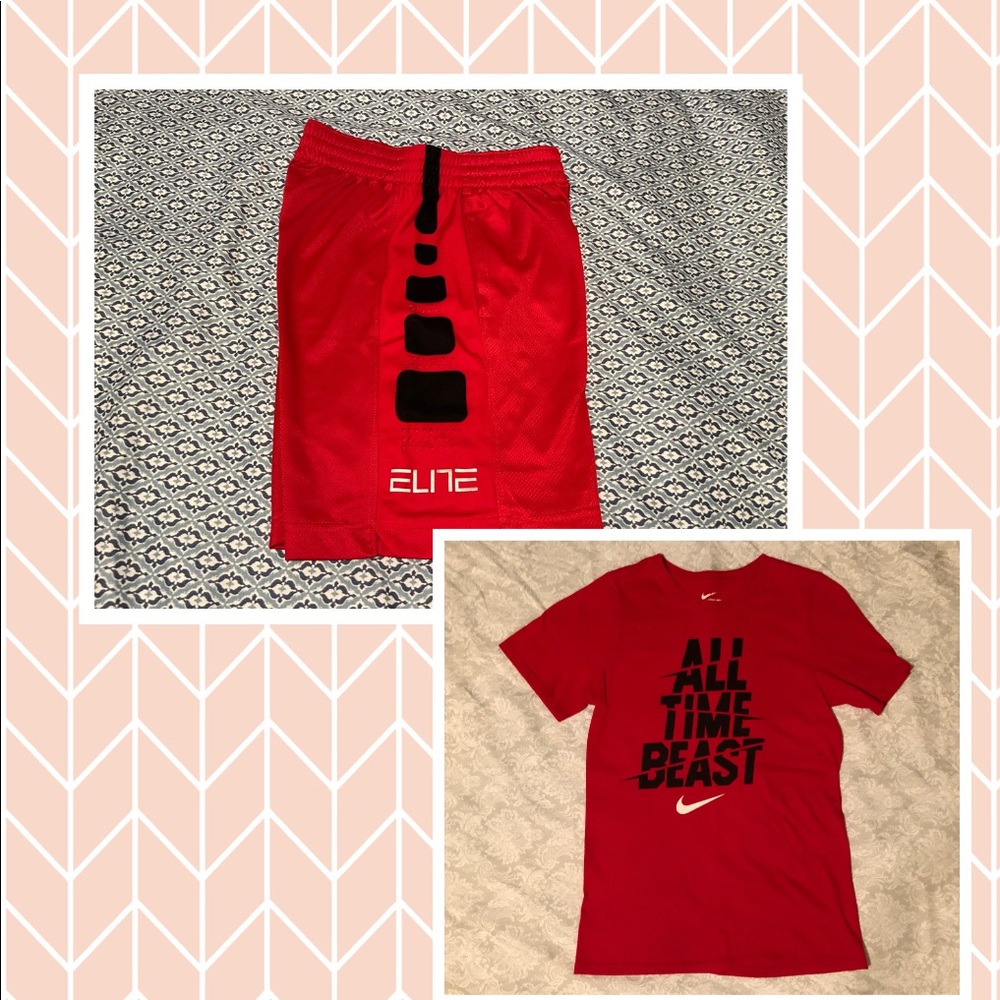 Set GUC boys Sz S red Nike T-shirt & short